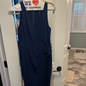 Adrianna papell Elegant Navy Blue Wrap Dress